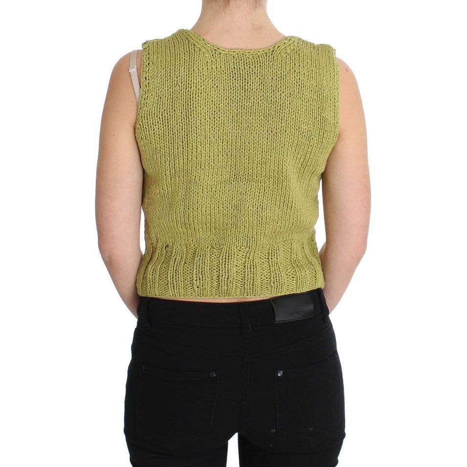 PINK MEMORIES Chic Green Knitted Sleeveless Vest Sweater PINK MEMORIES