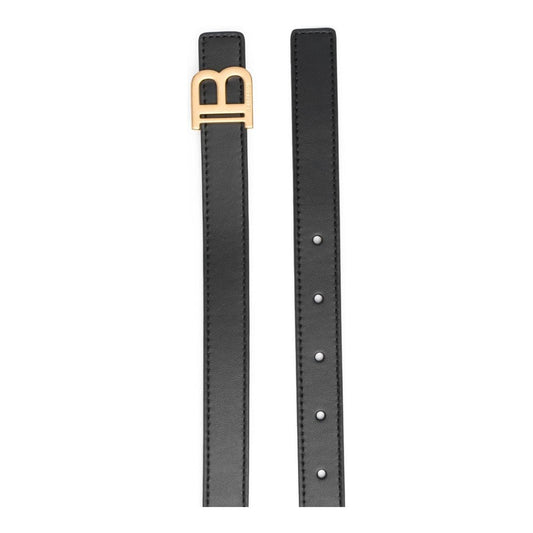 Balmain black calf leather gold-tone logo plaque Belts Belts Balmain