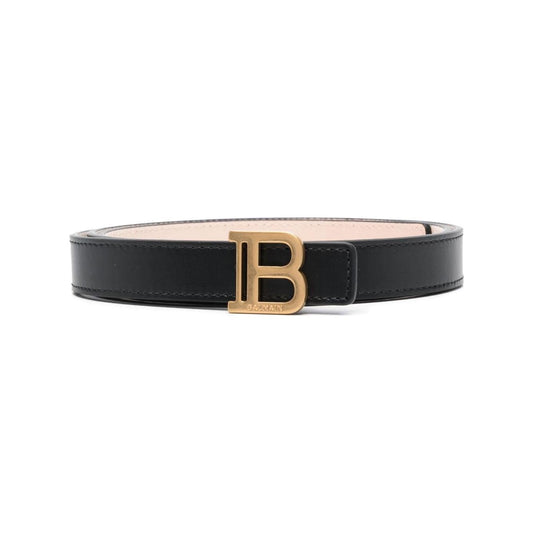 Balmain black calf leather gold-tone logo plaque Belts Belts Balmain