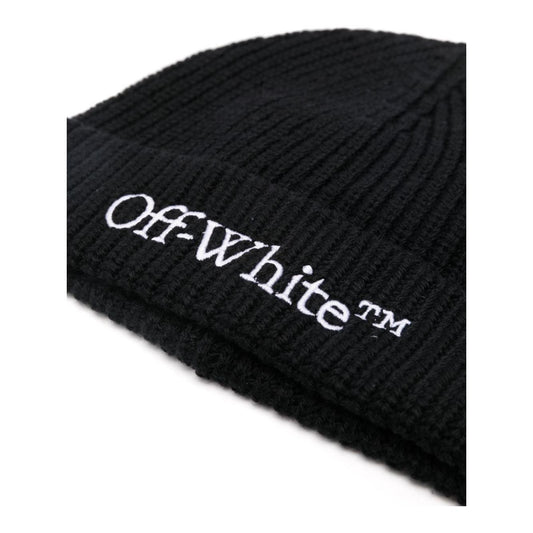 Off White wool chunky ribbed knit Hats Black Scarves Hats & Gloves Off White