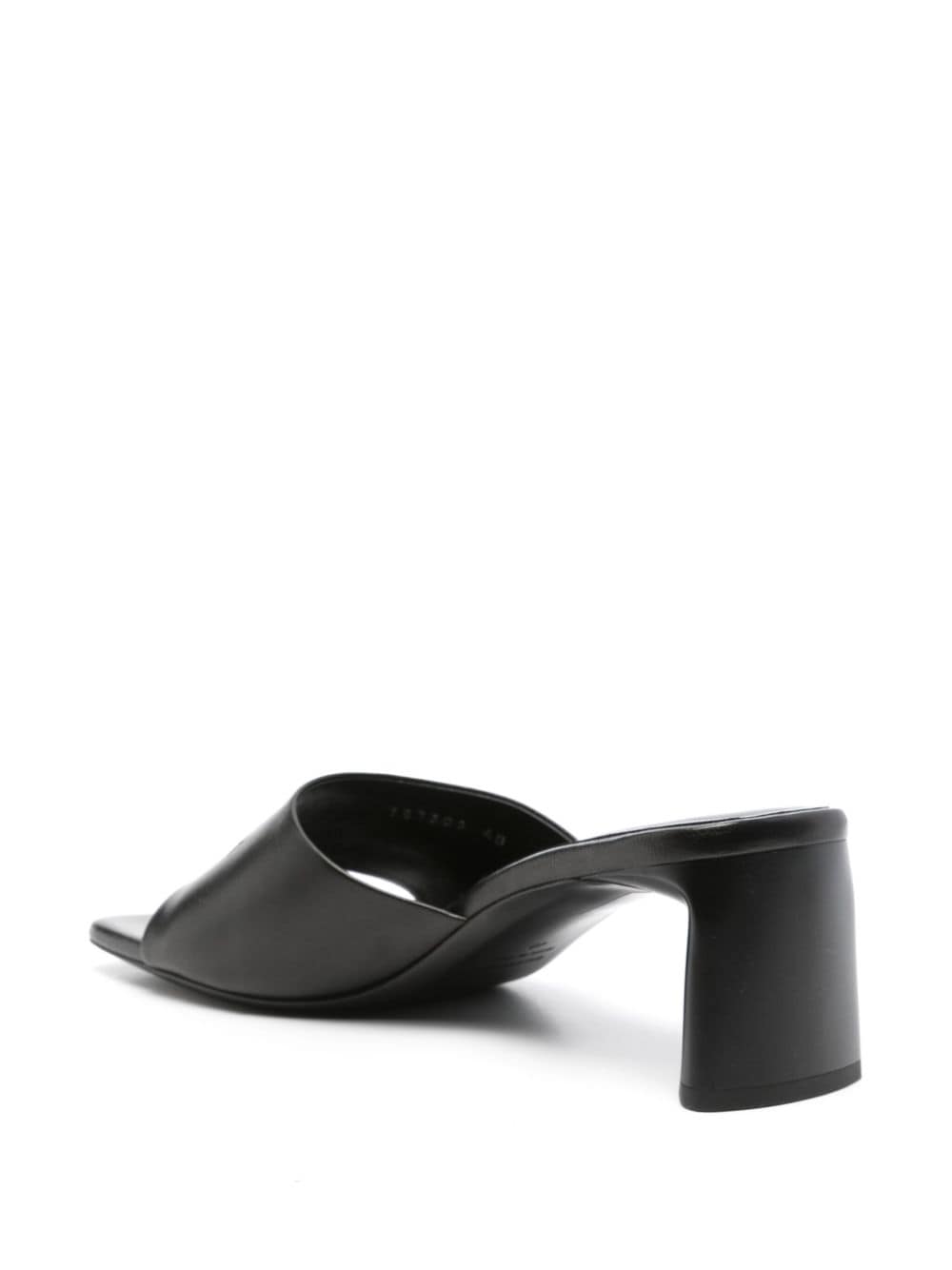 Balenciaga black leather embossed logo Sandals