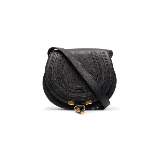 Chloè  black calf leather linen flax pebbled Crossbody Bag Shoulder Chloè