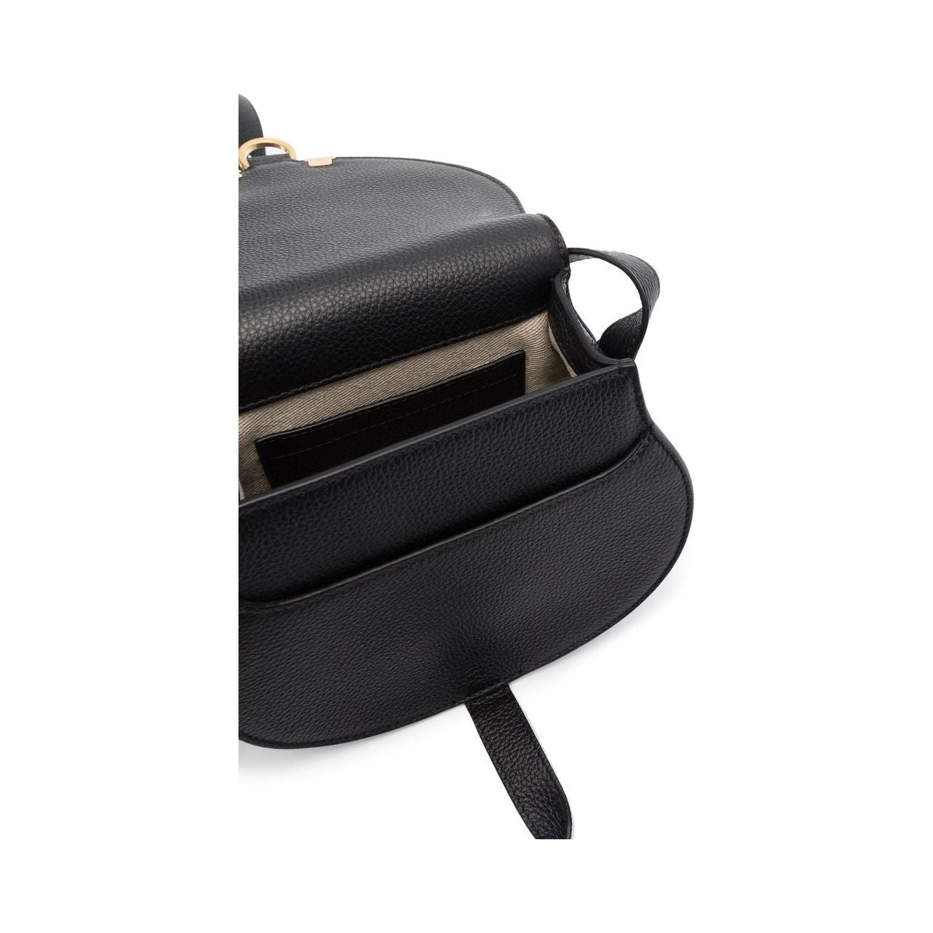 Chloè  black calf leather linen flax pebbled Crossbody Bag Shoulder Chloè