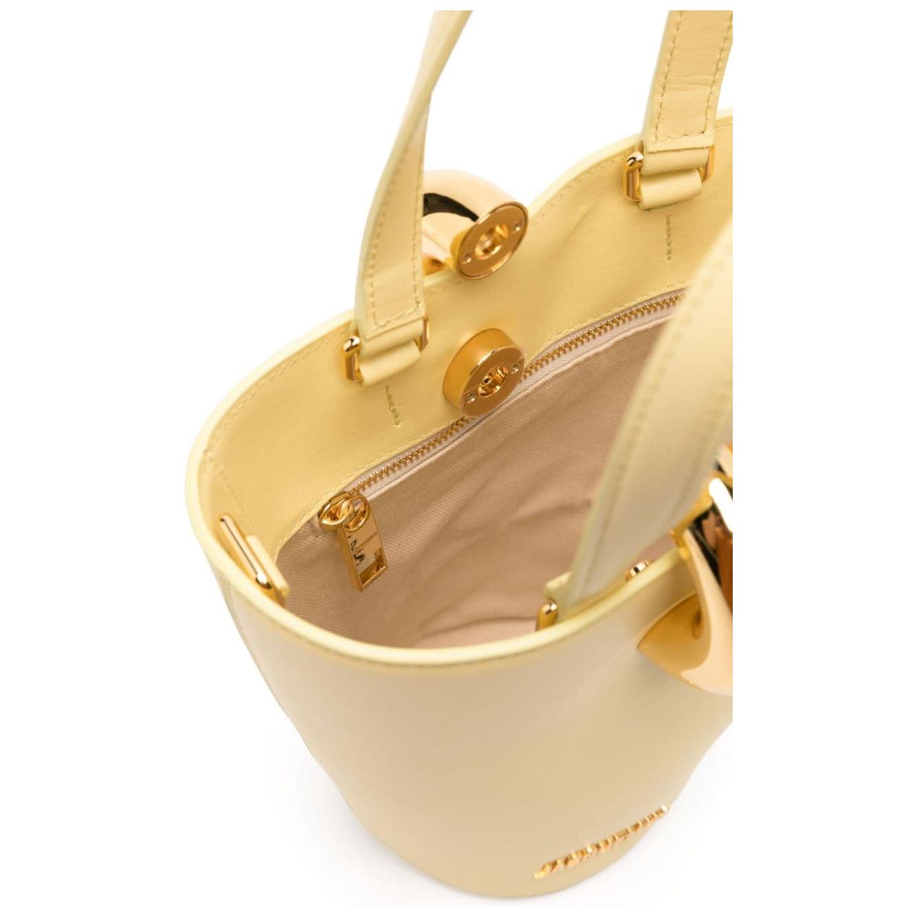 JACQUEMUS lambskin asymmetric design Bag Yellow Handbag JACQUEMUS