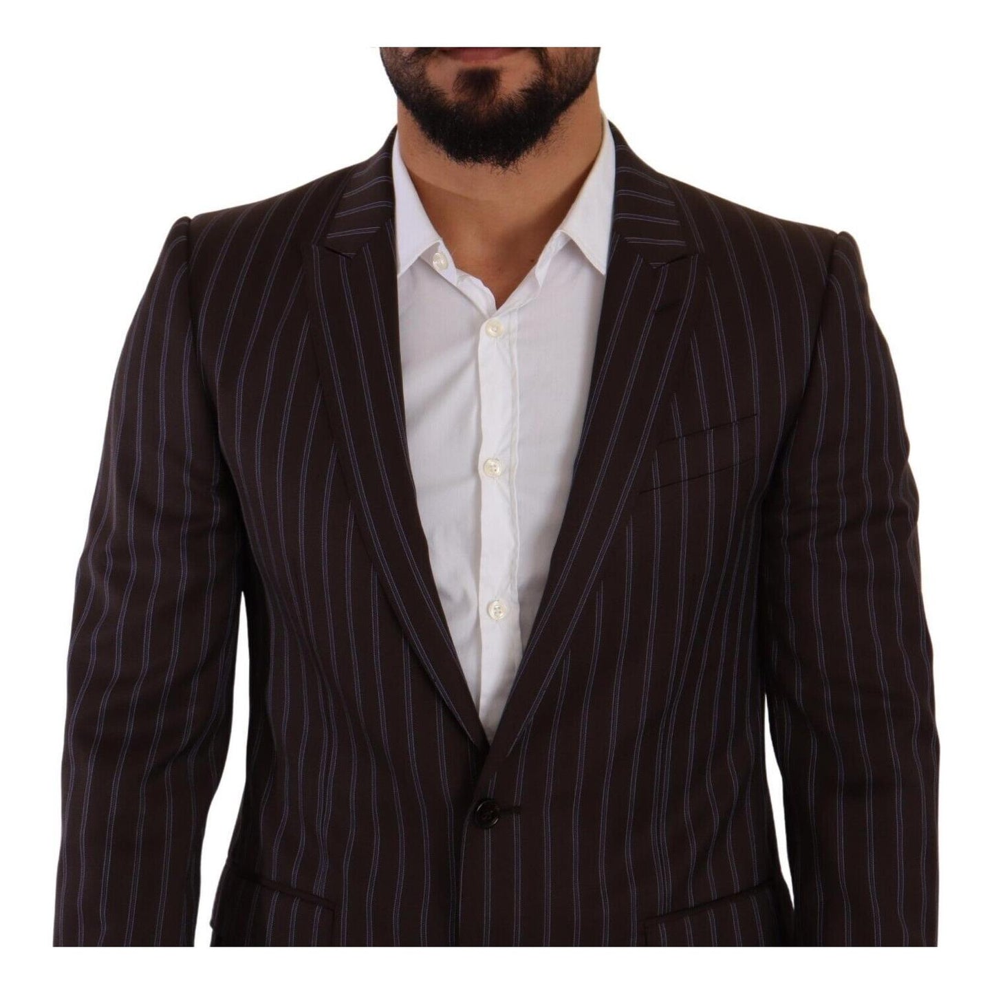 Dolce & Gabbana Elegant Maroon Striped Slim Fit Suit Dolce & Gabbana