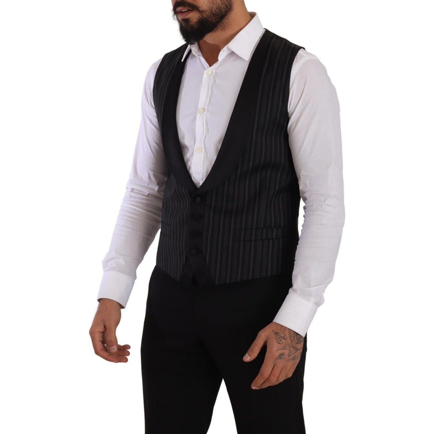 Dolce & Gabbana Elegant Striped Formal Dress Vest Dolce & Gabbana