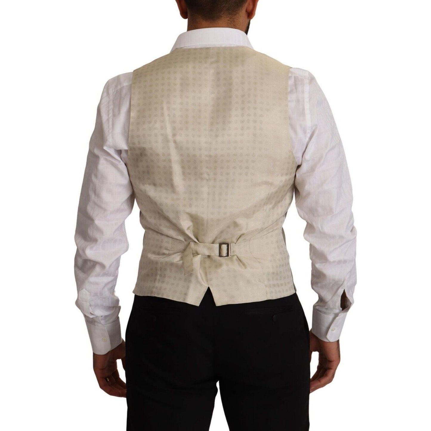 Dolce & Gabbana Elegant Single Breasted Dress Vest in Beige Dolce & Gabbana