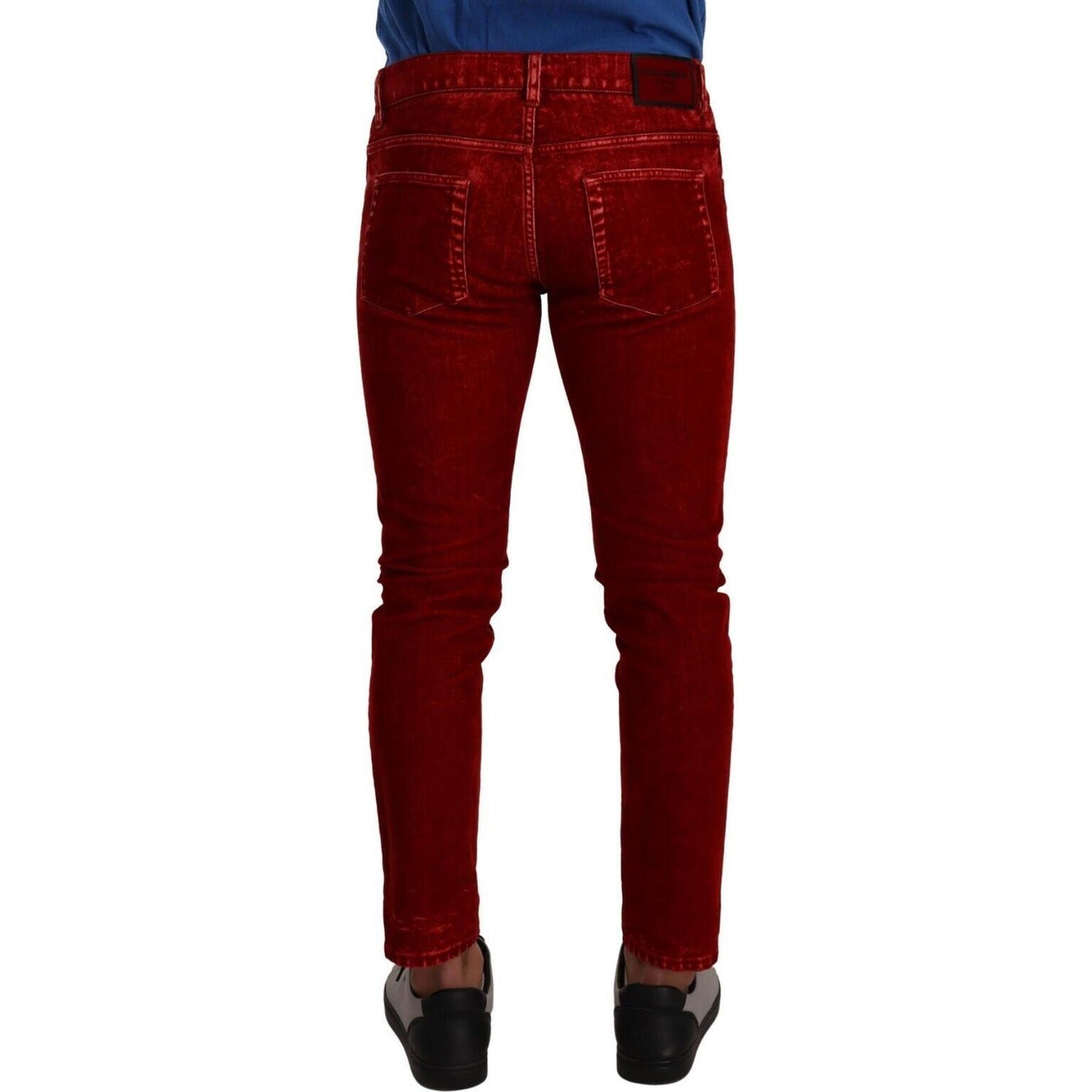 Dolce & Gabbana Ravishing Red Slim Fit Designer Jeans Dolce & Gabbana