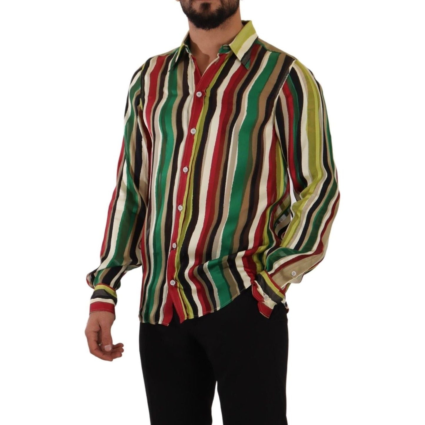 Dolce & Gabbana Elegant Multicolor Striped Silk Blend Shirt Dolce & Gabbana