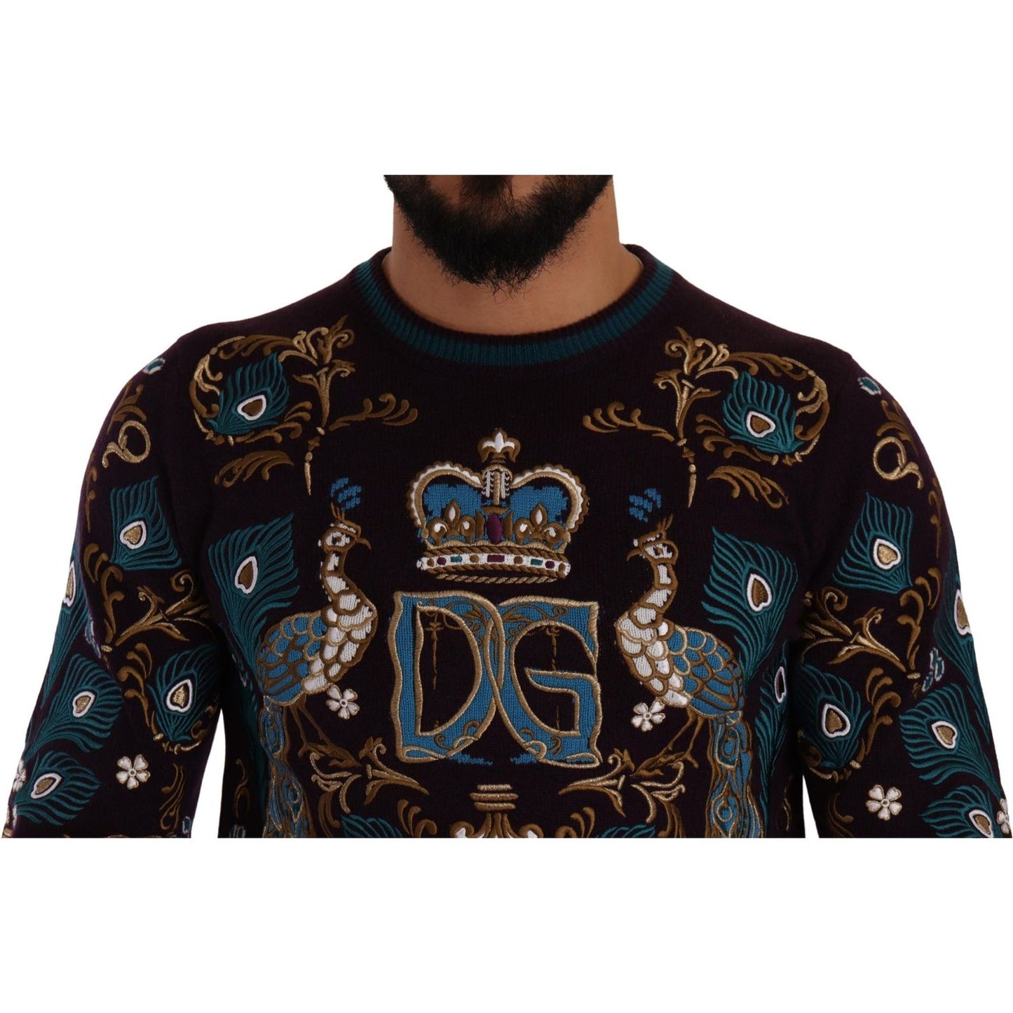 Dolce & Gabbana Elegant Bordeaux Cashmere Crewneck Sweater Dolce & Gabbana