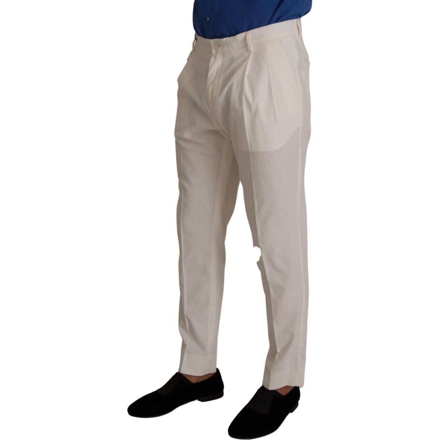 Dolce & Gabbana Elegant Tapered Corduroy Pants in Off White Dolce & Gabbana