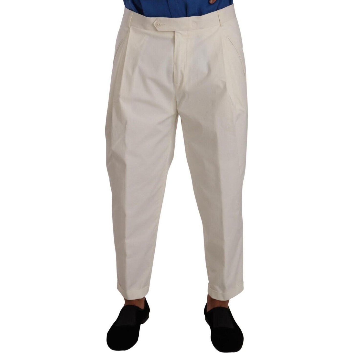 Dolce & Gabbana Elegant White Cotton Stretch Dress Pants Dolce & Gabbana