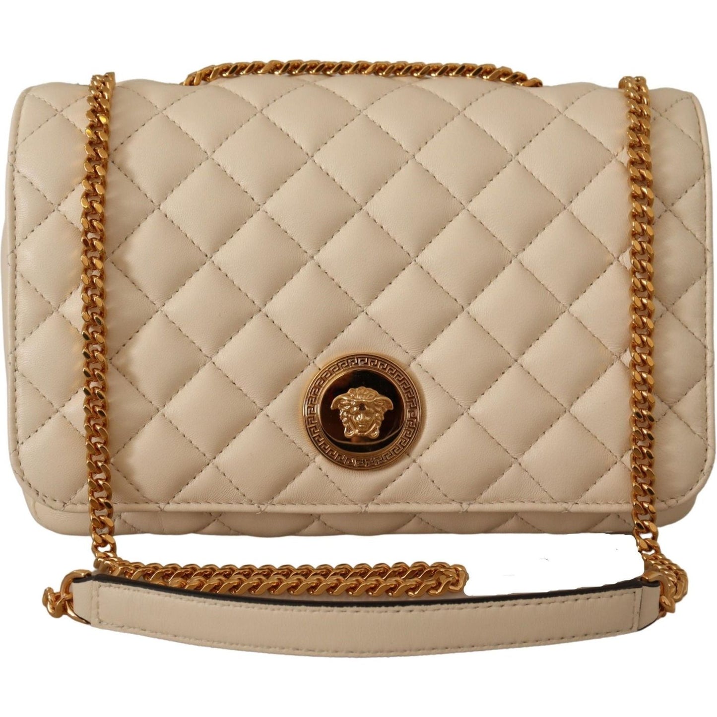 Versace Elegant White Nappa Leather Shoulder Bag Versace