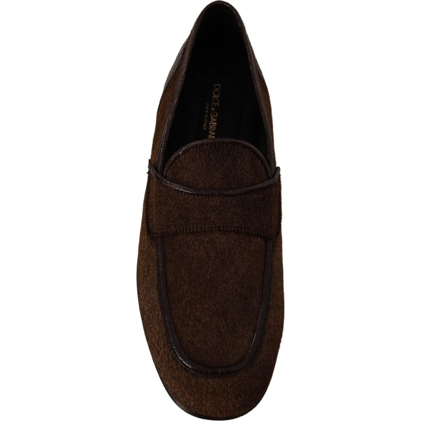 Dolce & Gabbana Elegant Brown Caiman Leather Loafers Dolce & Gabbana