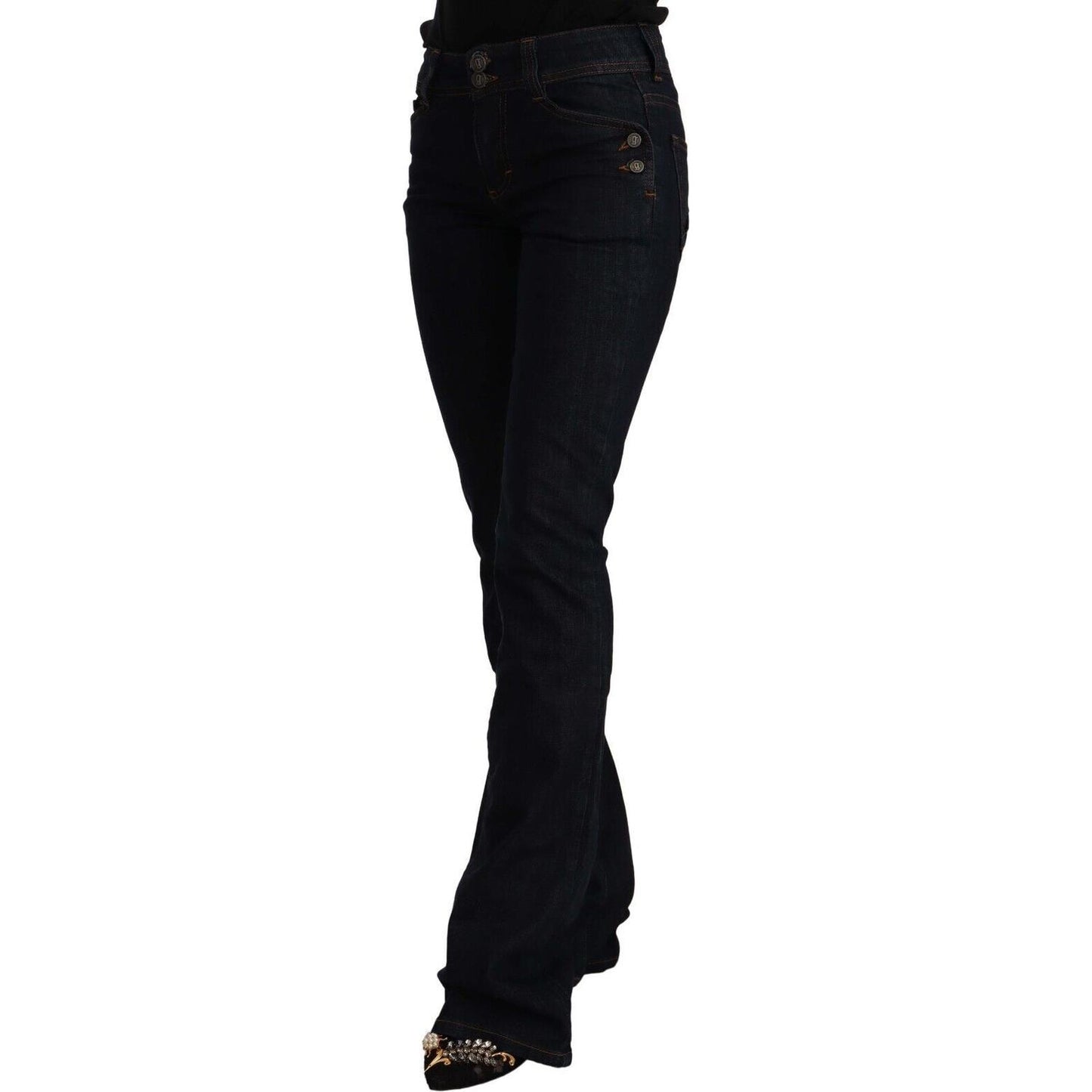 John Galliano Chic Flared Mid-Waist Black Jeans John Galliano