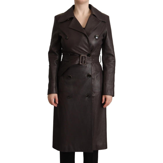 Dolce & Gabbana Elegant Double-Breasted Lambskin Leather Coat Dolce & Gabbana