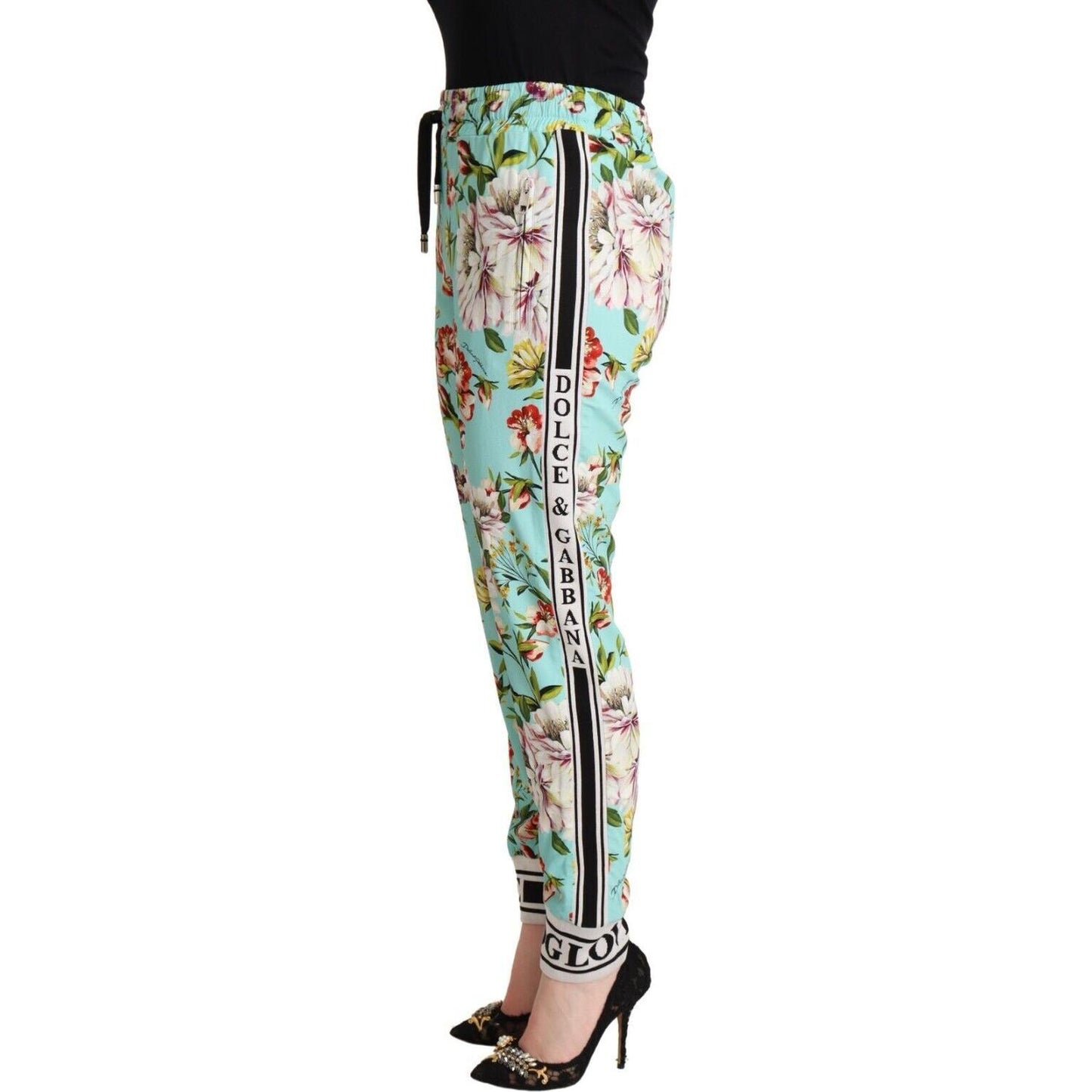 Dolce & Gabbana Floral Viscose Jogger Pants in Green Dolce & Gabbana