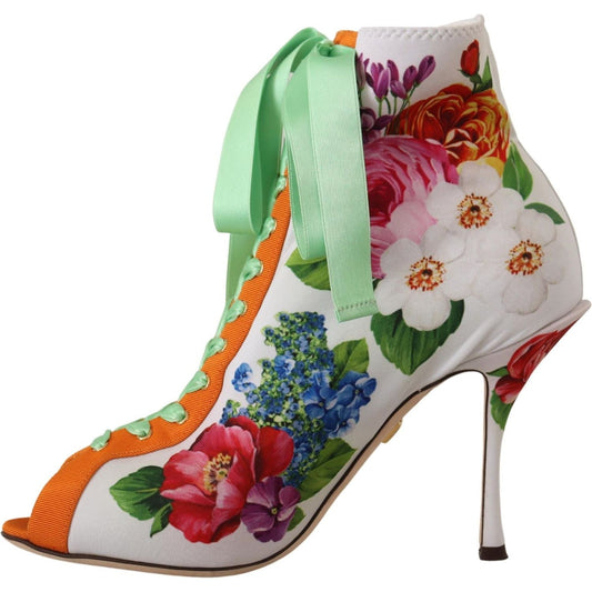 Dolce & Gabbana Floral Open Toe Jersey Heels Dolce & Gabbana