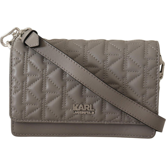 Karl Lagerfeld Elegant Grey Leather Crossbody Bag Karl Lagerfeld