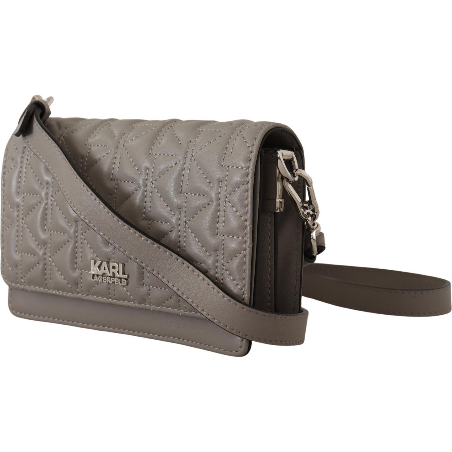 Karl Lagerfeld Elegant Grey Leather Crossbody Bag Karl Lagerfeld