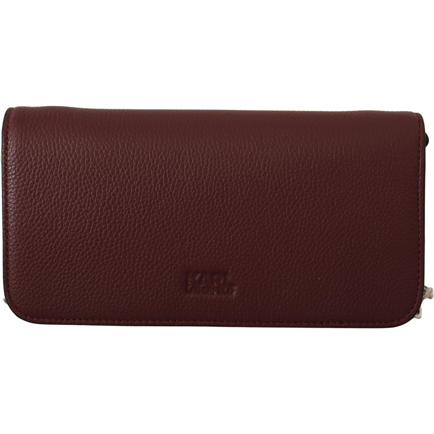 Karl Lagerfeld Elegant Wine Leather Evening Clutch Karl Lagerfeld