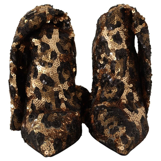 Dolce & Gabbana Elegant Leopard Sequin Knee-High Boots Dolce & Gabbana