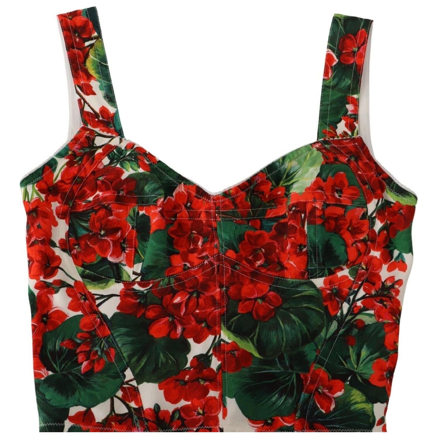 Dolce & Gabbana Elegant Red Cropped Top with Geranium Print Dolce & Gabbana