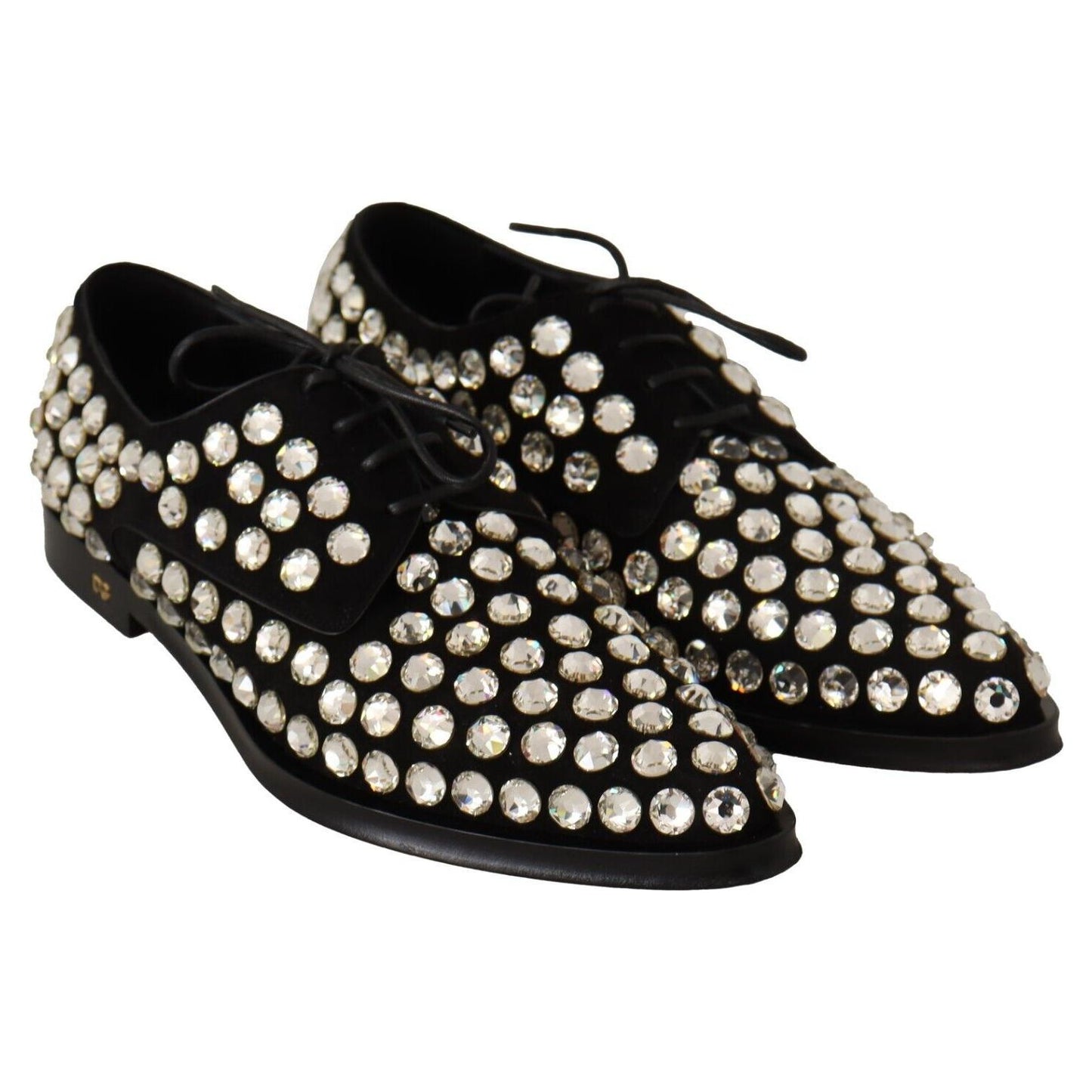 Dolce & Gabbana Elegant Crystal-Embellished Lace-Up Flats Dolce & Gabbana