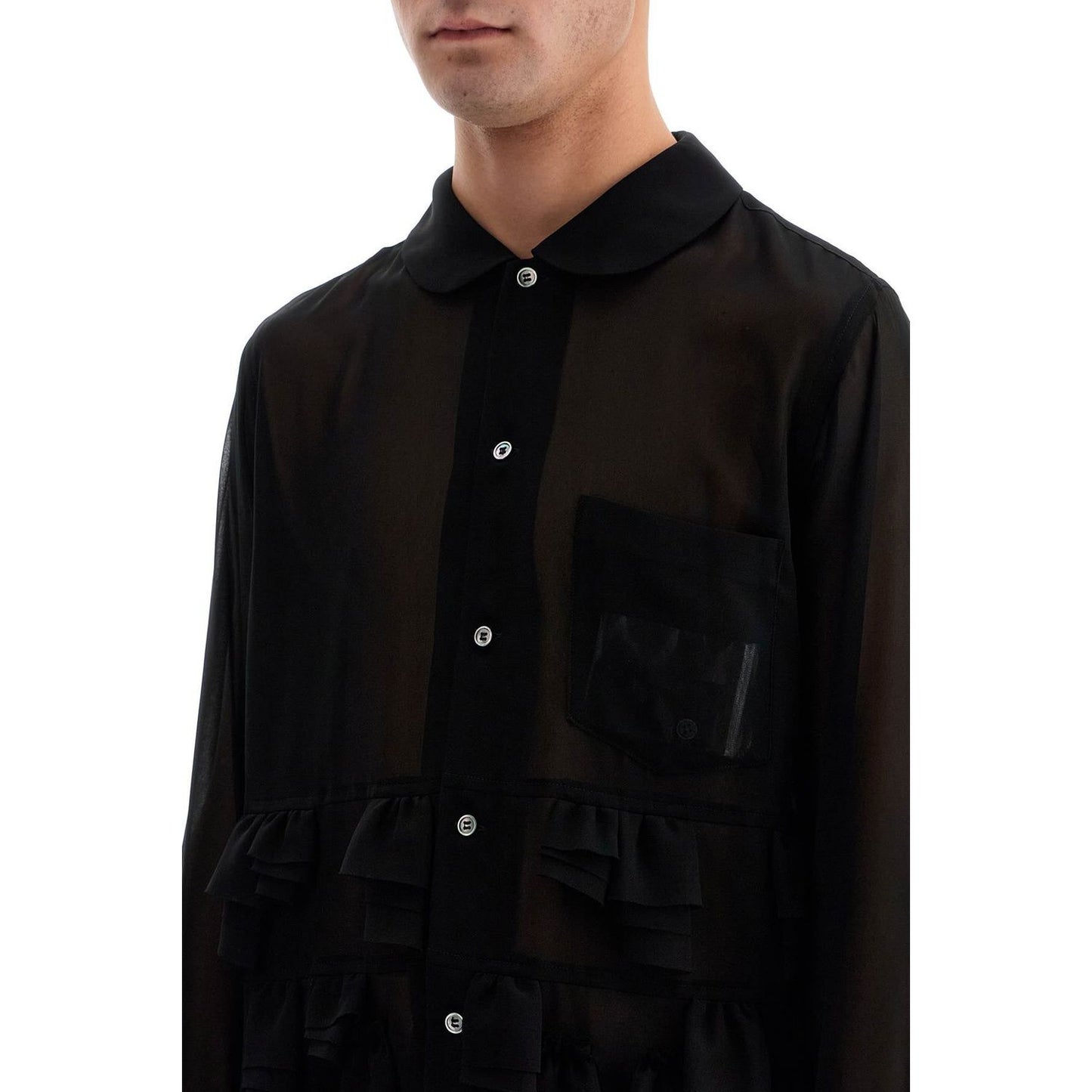 COMME DES GARCONS BLACK georgette blouse with ruffles