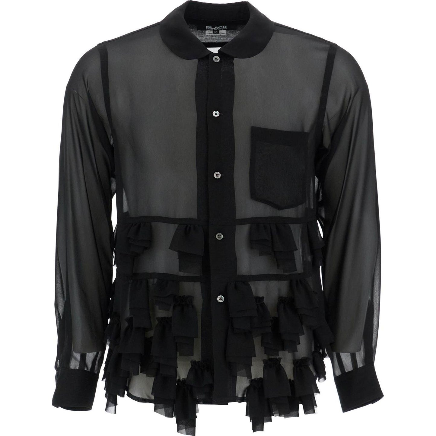 COMME DES GARCONS BLACK georgette blouse with ruffles