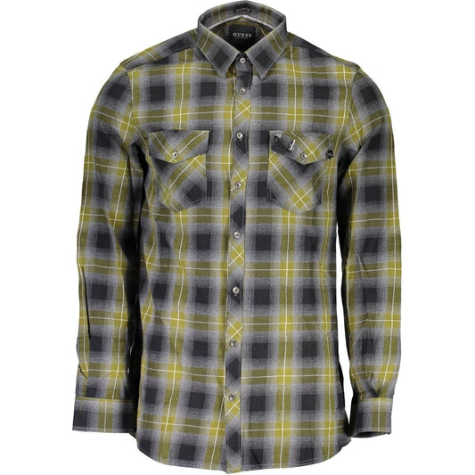 Guess Jeans Green Cotton Men Shirt Guess Jeans