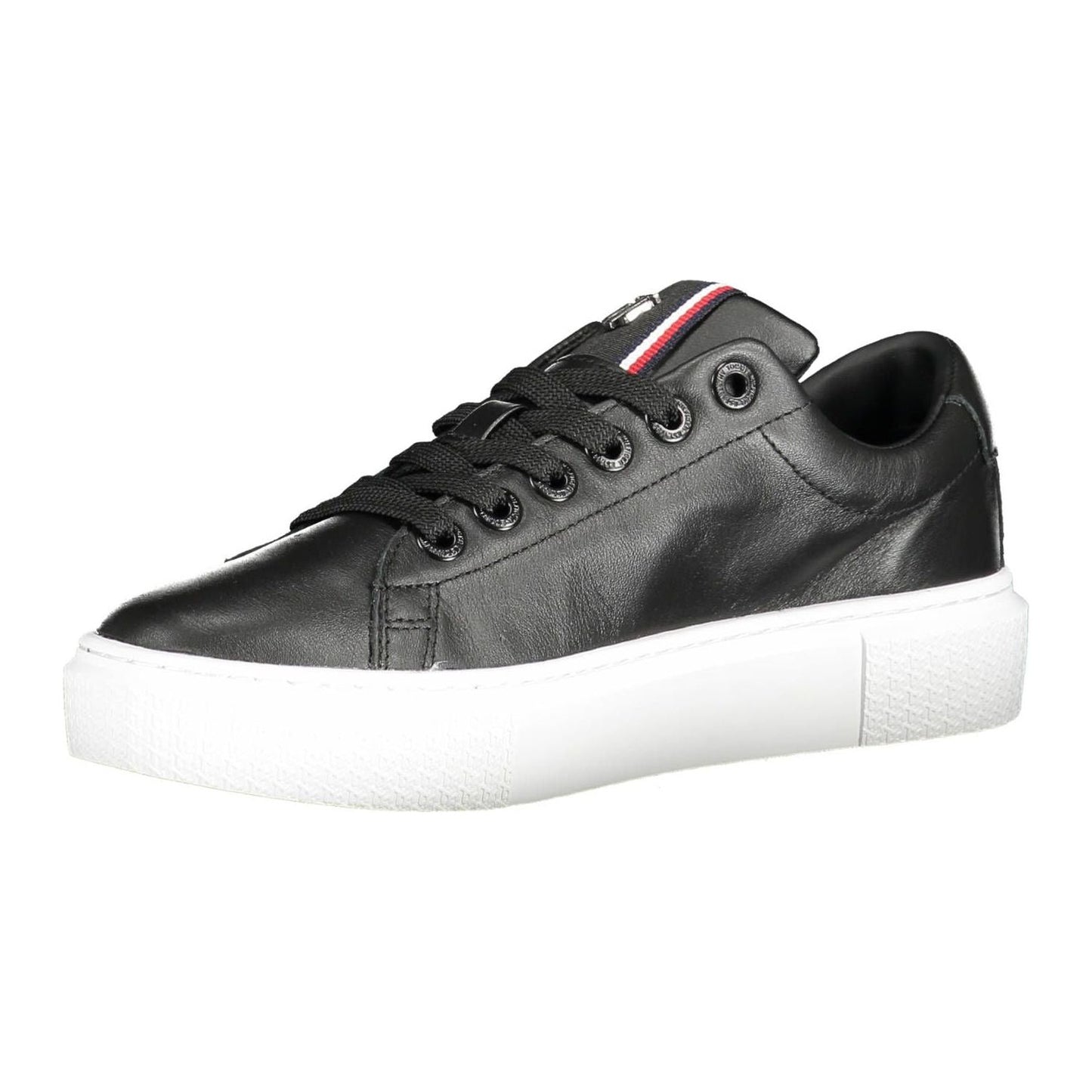 Tommy Hilfiger Black Leather Women Sneaker Tommy Hilfiger