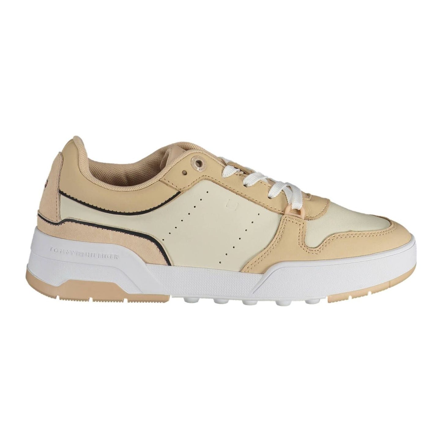 Tommy Hilfiger Beige Leather Women Sneaker Tommy Hilfiger