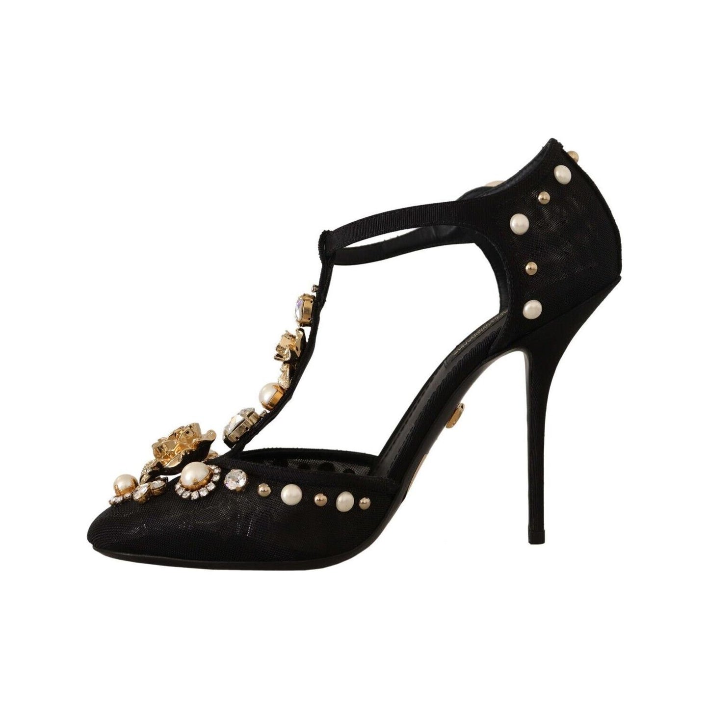 Dolce & Gabbana Elegant Embellished T-Strap Heels Sandals Dolce & Gabbana