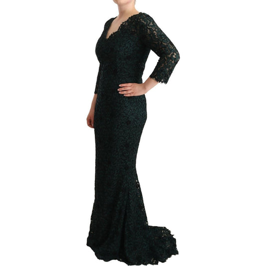 Dolce & Gabbana Elegant Lace Floor-Length V-Neck Dress Dolce & Gabbana