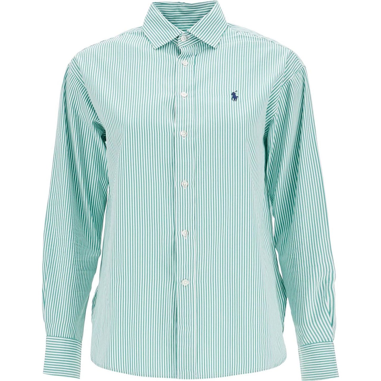 Polo Ralph Lauren women's slim fit green and white striped shirt Topwear Polo Ralph Lauren