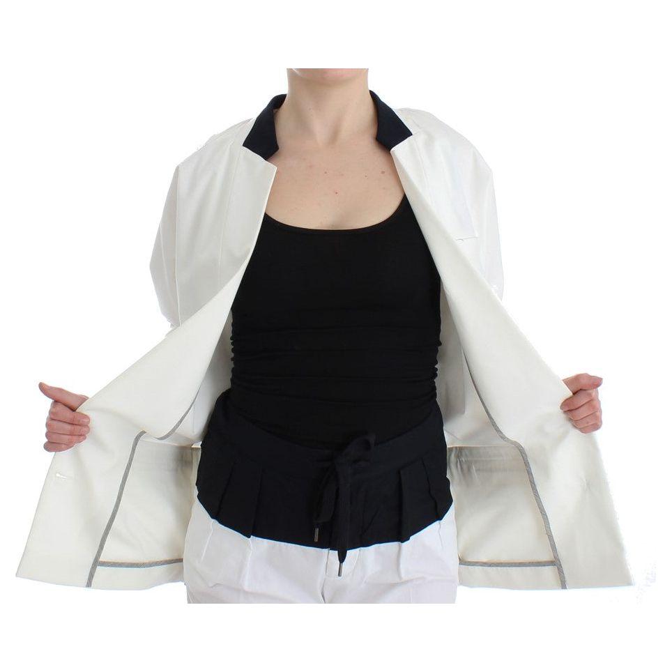 Andrea Pompilio Chic White Cotton Blend Blazer Blazer Jacket Andrea Pompilio