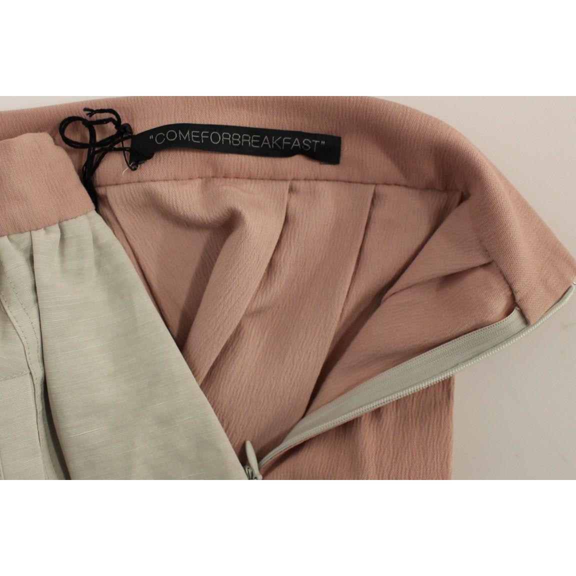 Comeforbreakfast Elegant Pleated Knee-length Skirt in Pink and Gray Comeforbreakfast