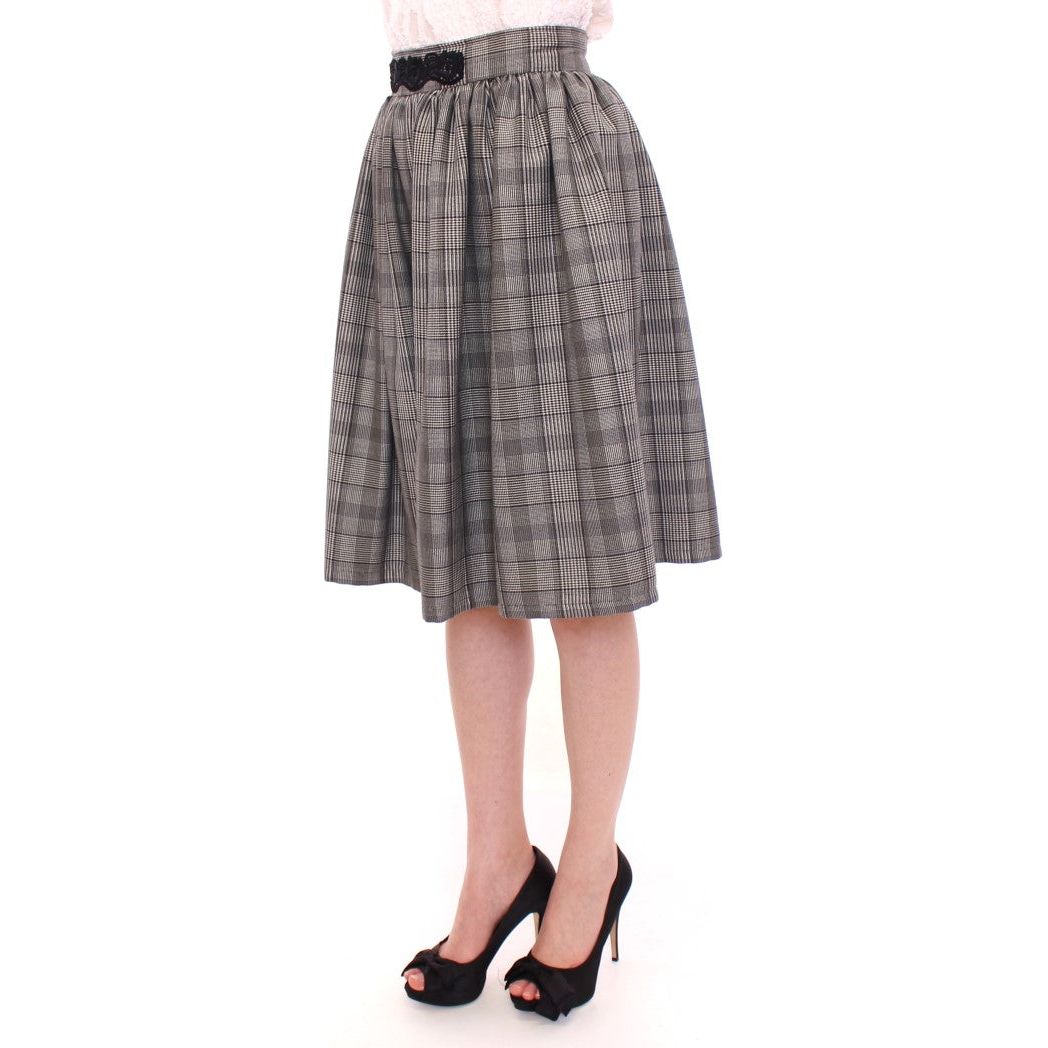 NOEMI ALEMÁN Elegant Gray Checkered Wool Shorts Skirt NOEMI ALEMÁN