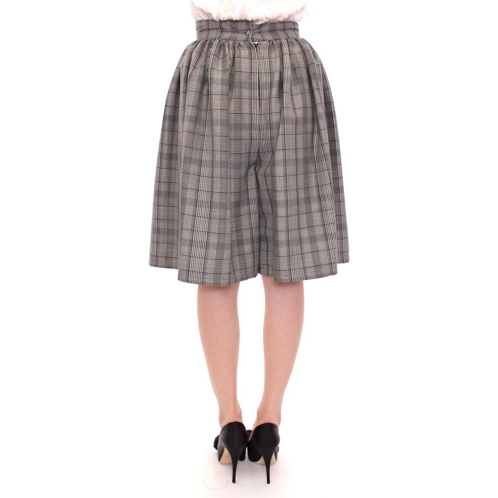 NOEMI ALEMÁN Elegant Gray Checkered Wool Shorts Skirt NOEMI ALEMÁN