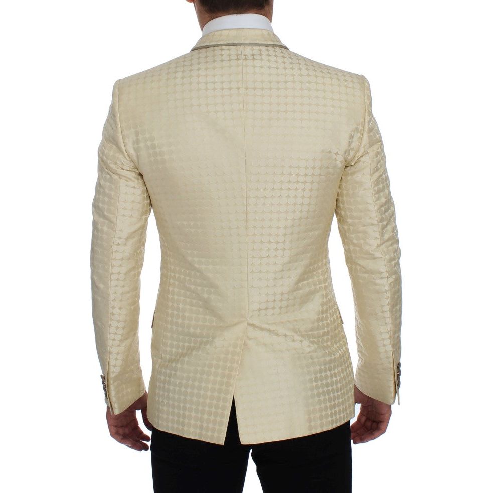 Dolce & Gabbana Sophisticated Beige Polka Dotted Blazer & Vest Dolce & Gabbana