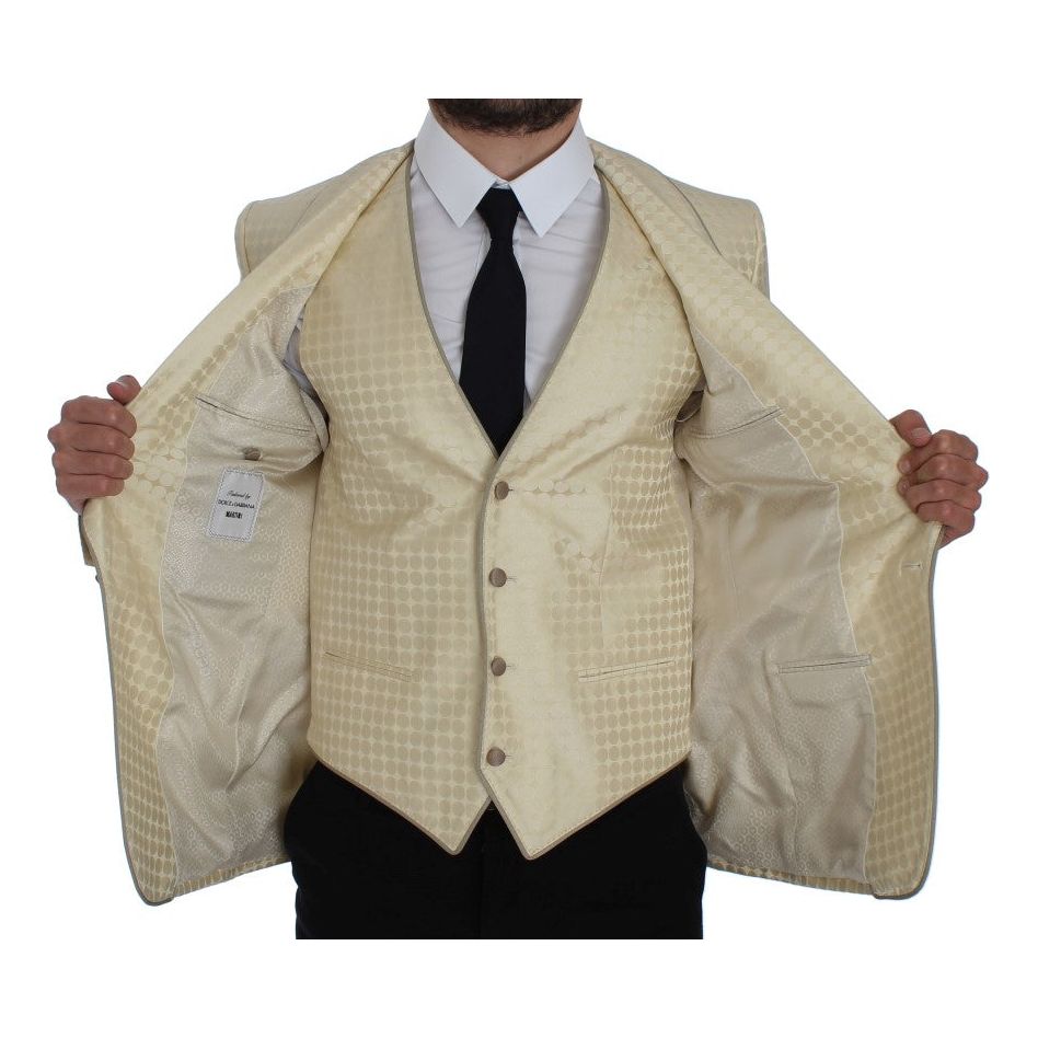 Dolce & Gabbana Sophisticated Beige Polka Dotted Blazer & Vest Dolce & Gabbana