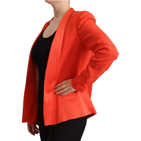 Elegant Orange Overcoat Long Sleeves Jacket