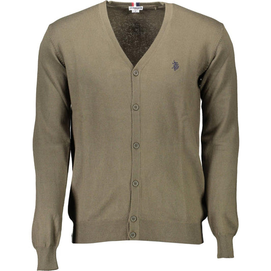 U.S. POLO ASSN. Green Cotton Men Cardigan U.S. POLO ASSN.