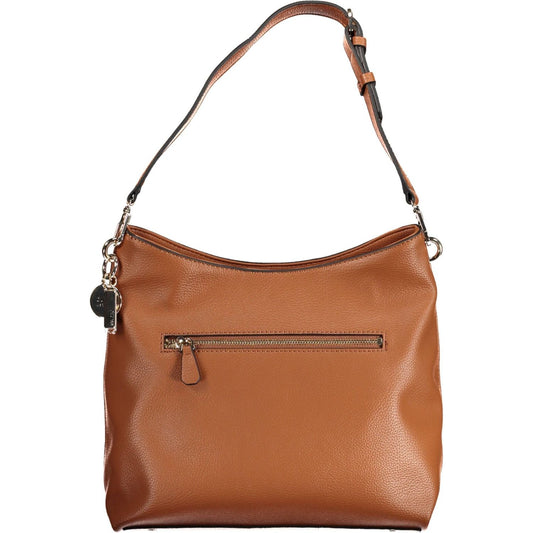 Guess Jeans Chic Brown Shoulder Bag with Logo Detail Guess Jeans