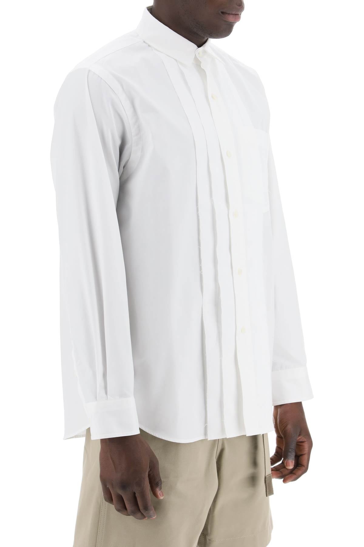 Sacai Sacai layered poplin effect shirt with