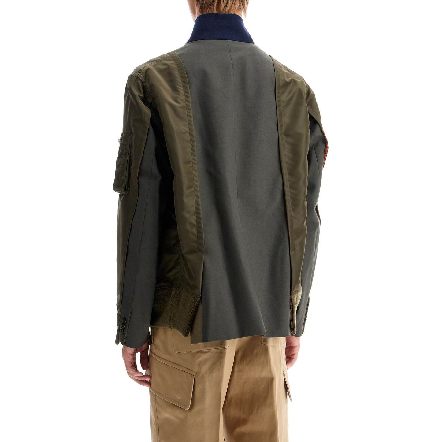 Sacai hybrid nylon and wool blend jacket. Vests Sacai