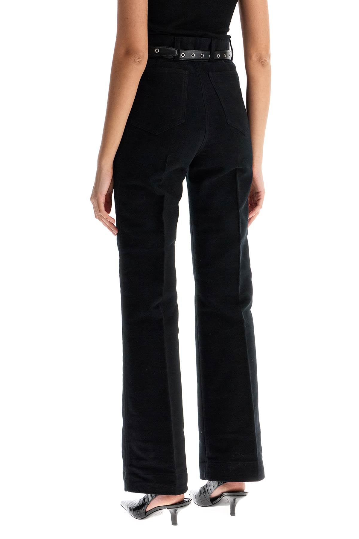 Toteme high-waisted flared pants in black organic cotton Trousers Toteme