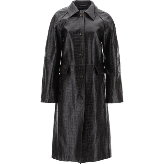 Toteme crocodile embossed leather coat