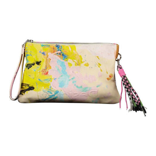 Desigual Chic White Cotton Handbag with Contrasting Details Desigual